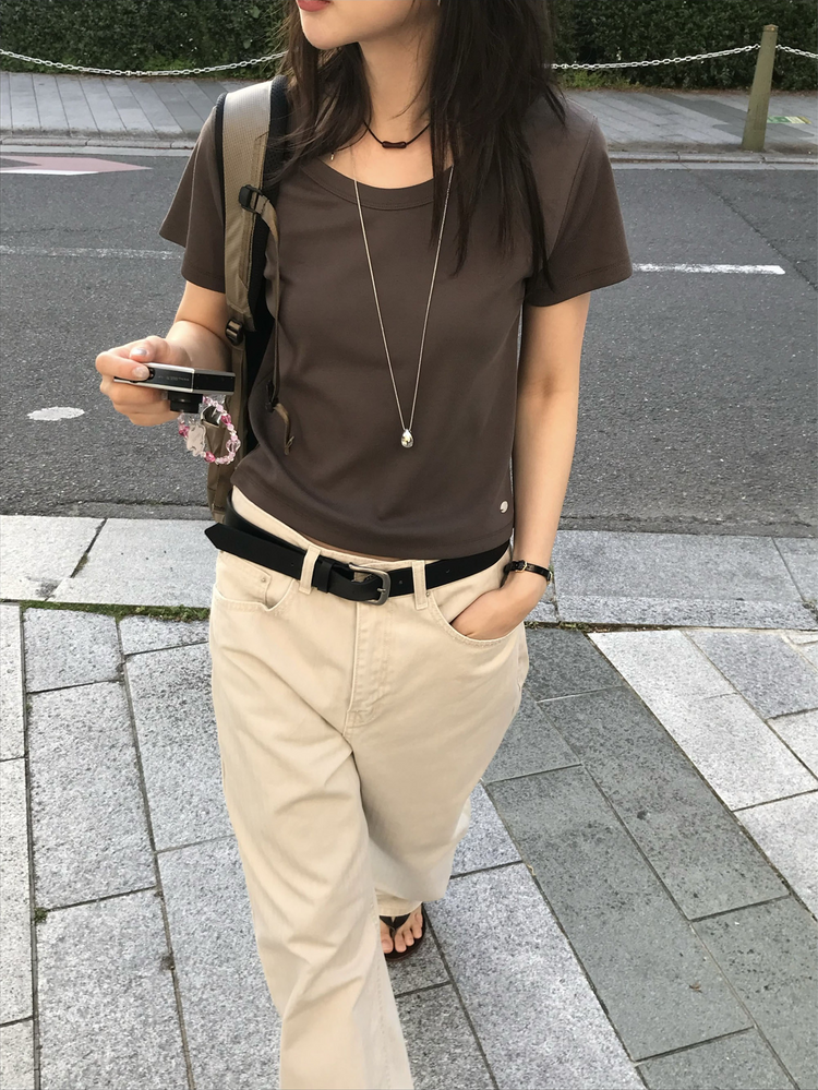 美色暗條紋細節直褲