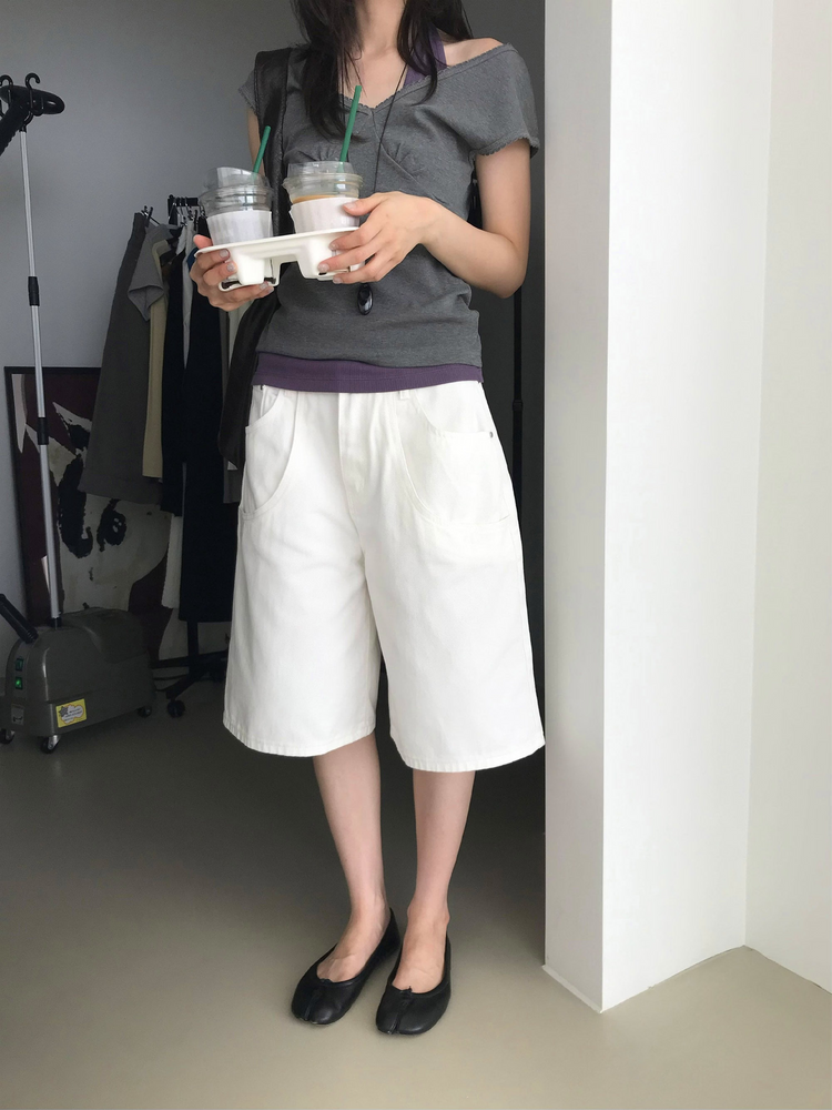 雙層口袋設計感細節六分褲