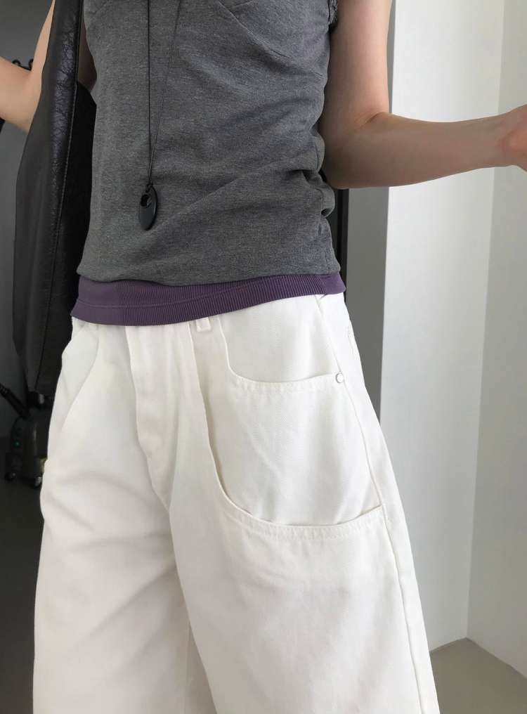 雙層口袋設計感細節六分褲