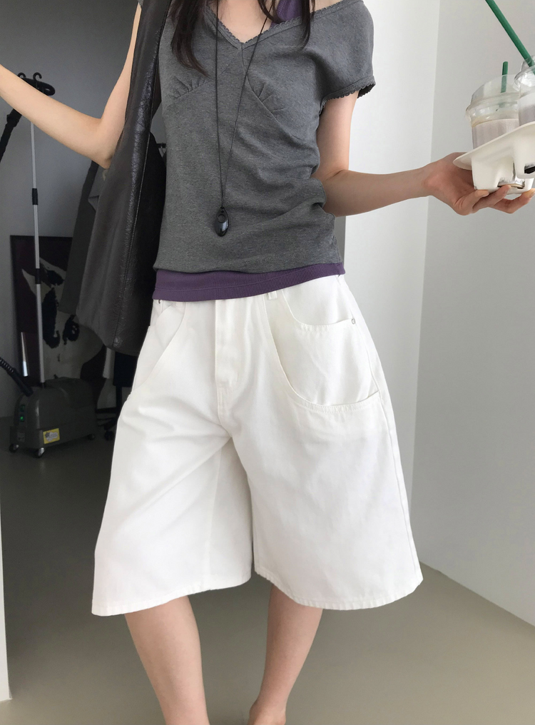 雙層口袋設計感細節六分褲