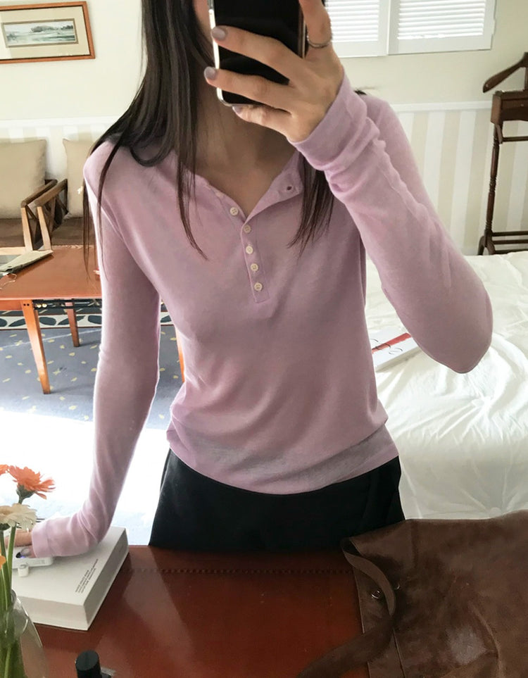 微透美色亨利領修身上衣