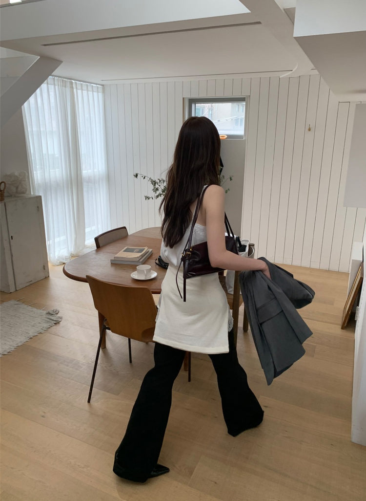 光澤感蕾絲邊修身連身裙