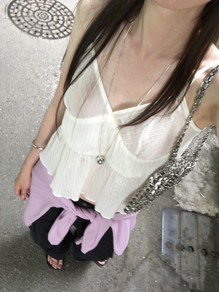 微透暗紋胸壓線細節背心