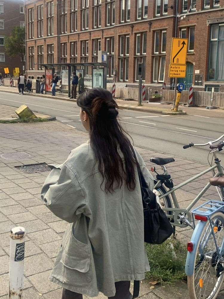 Unisex復古洗水細節寬鬆外套