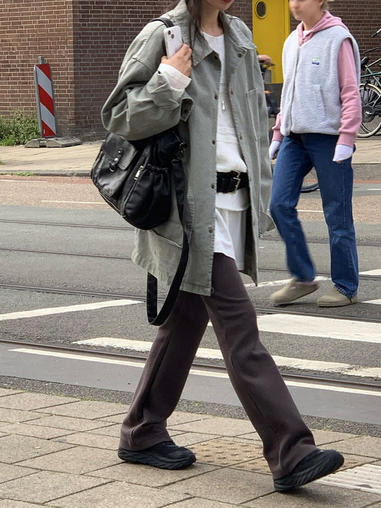 Unisex復古洗水細節寬鬆外套