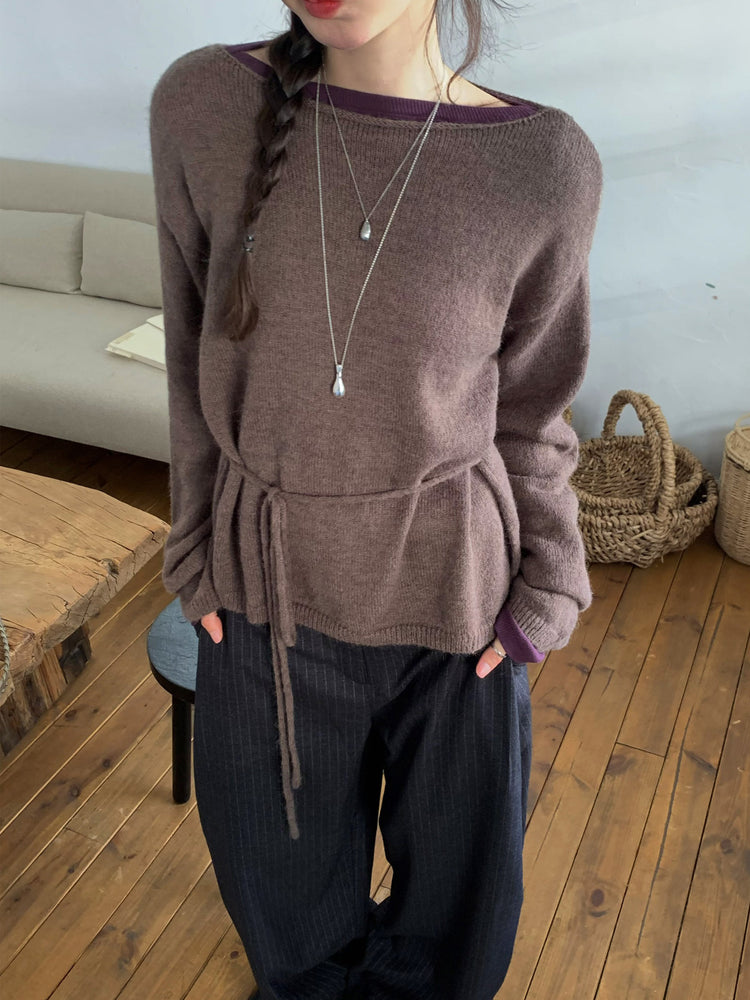 Fw ver.條紋側壓褶細節直褲