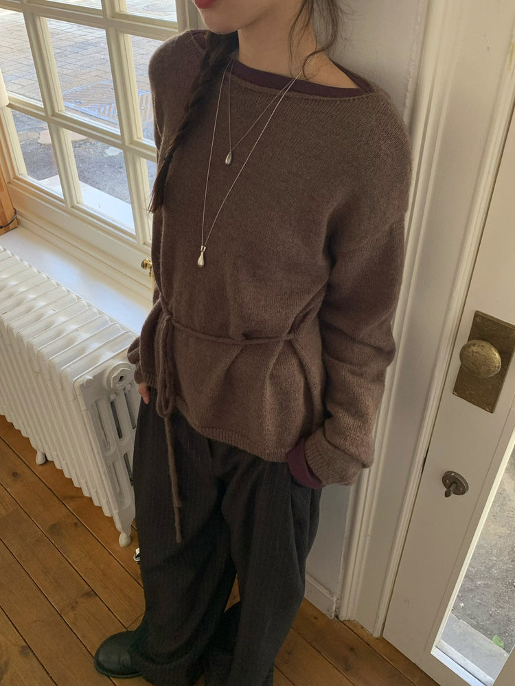 Fw ver.條紋側壓褶細節直褲