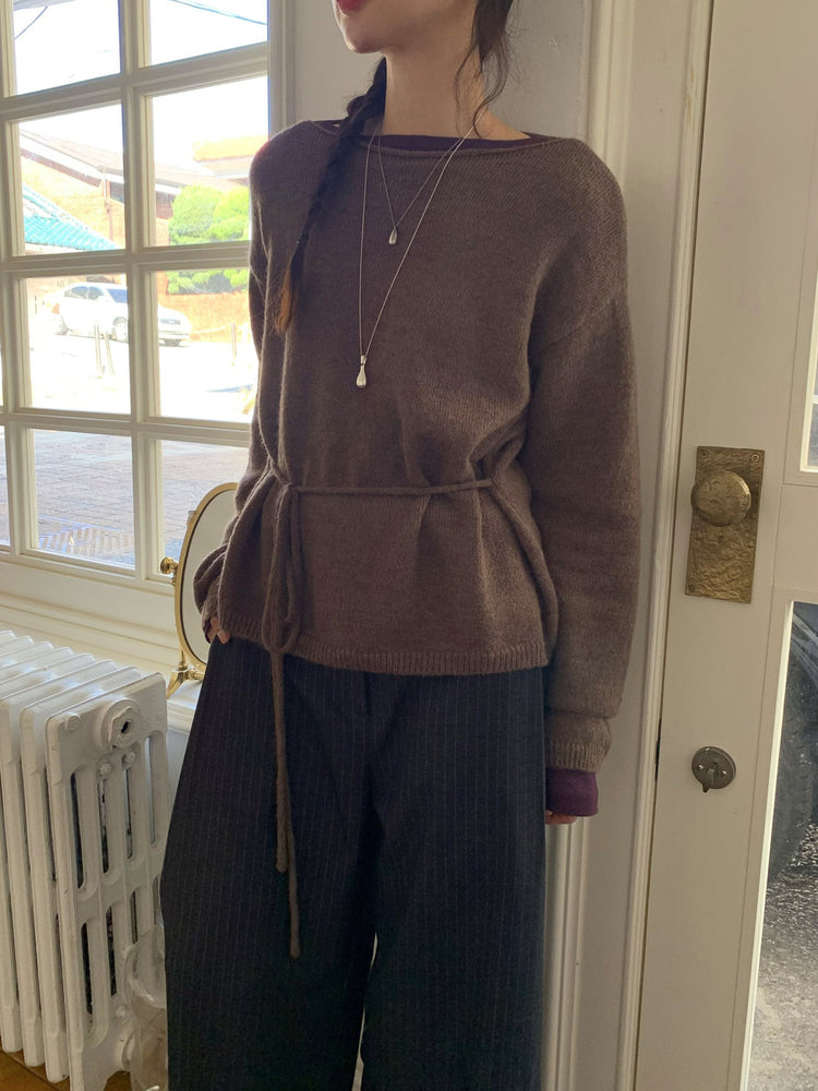 Fw ver.條紋側壓褶細節直褲