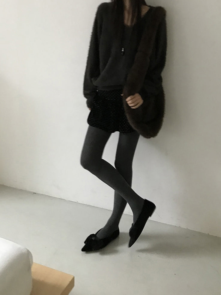 經典蝴蝶結絲絨質感尖頭鞋