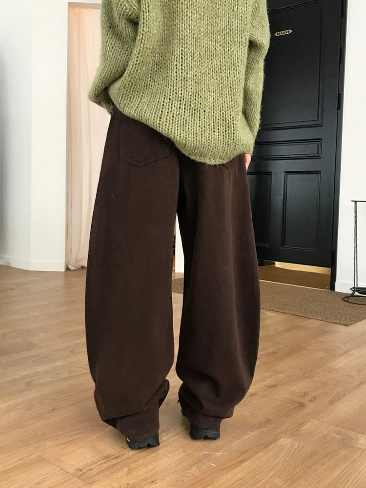 基礎美色內刷毛繭型褲