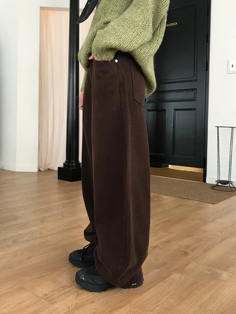 基礎美色內刷毛繭型褲