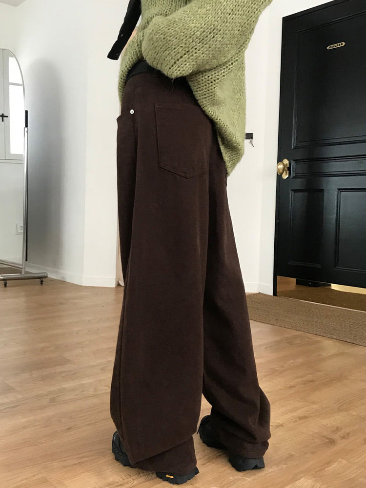 基礎美色內刷毛繭型褲