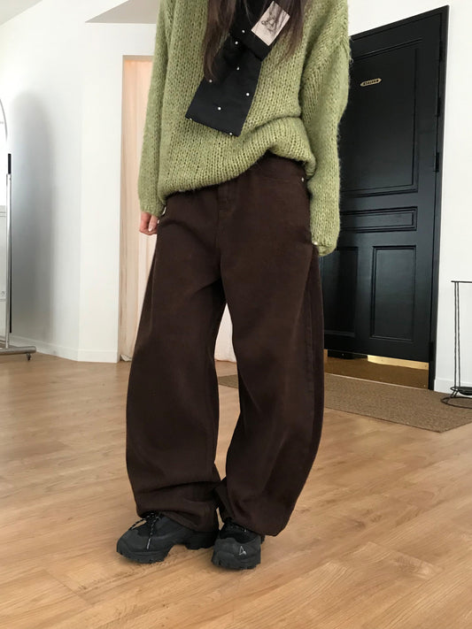 基礎美色內刷毛繭型褲