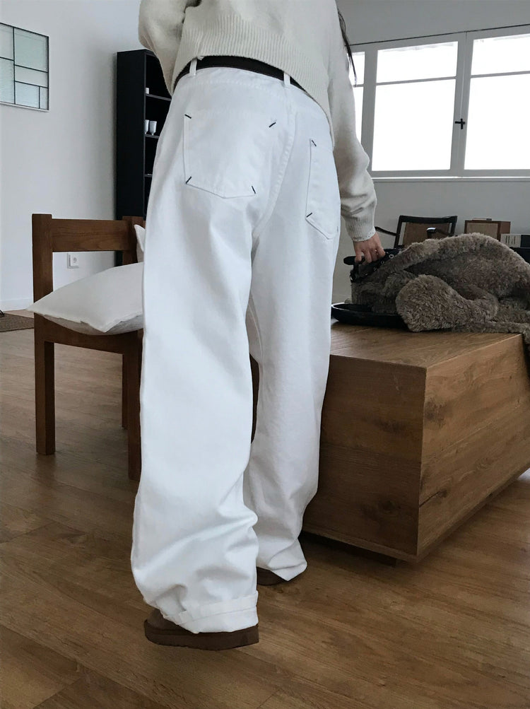 背口袋細節寬鬆直褲