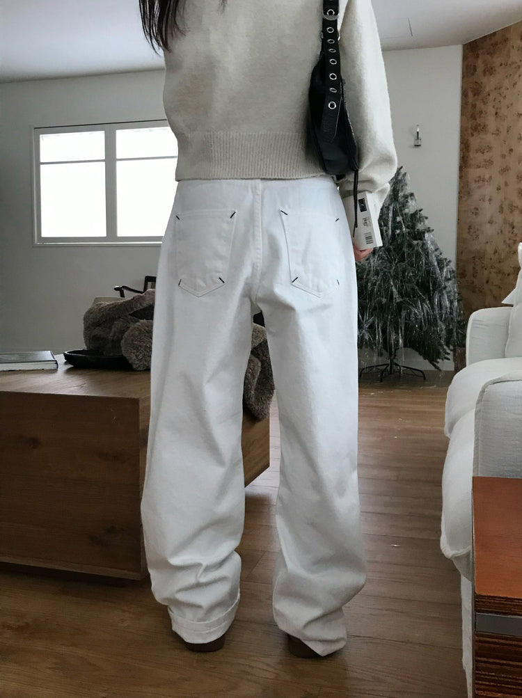 背口袋細節寬鬆直褲