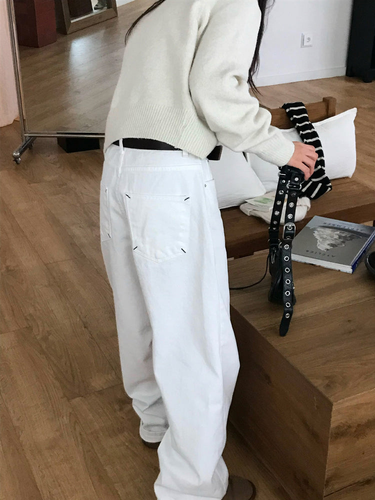 背口袋細節寬鬆直褲