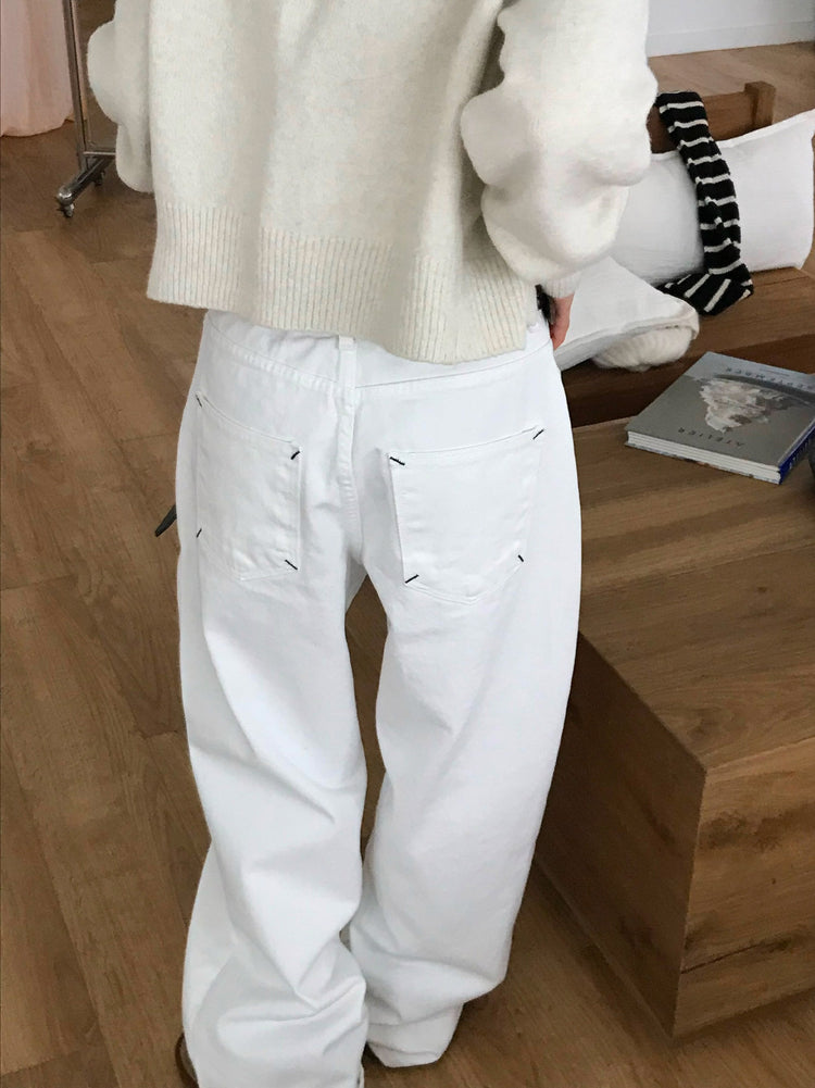 背口袋細節寬鬆直褲