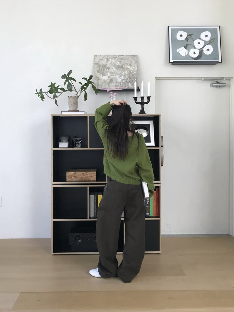 美色雙腰扣細節繭型褲