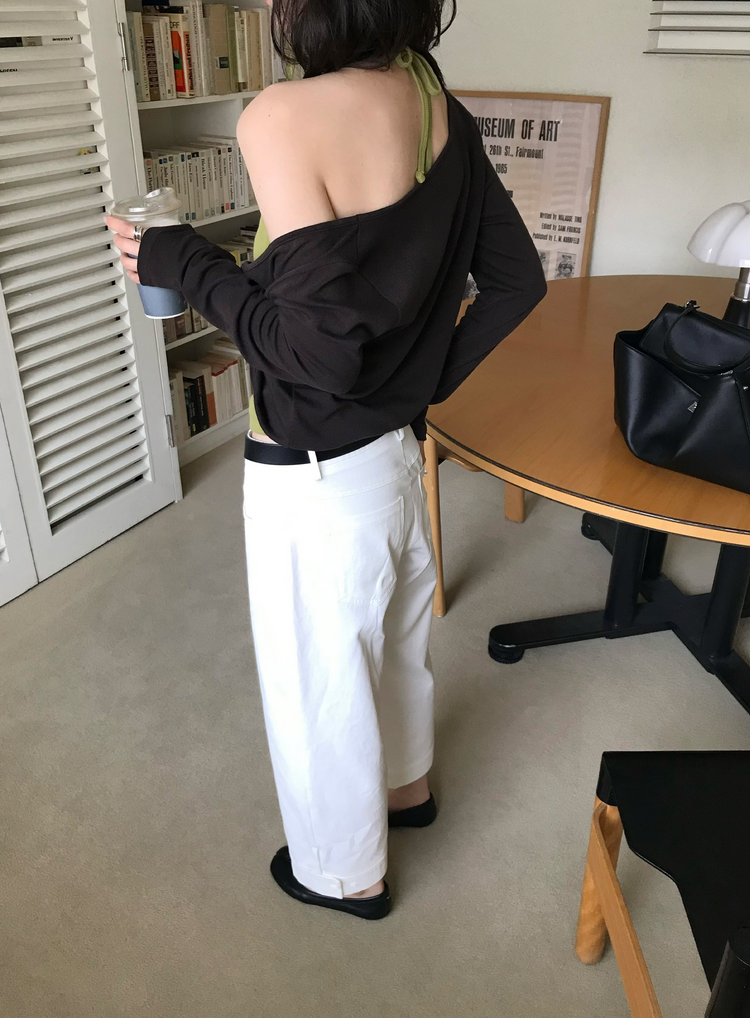 抓皺壓線掛脖背心