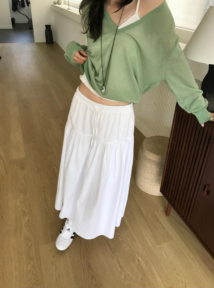 透膚深V針織上衣