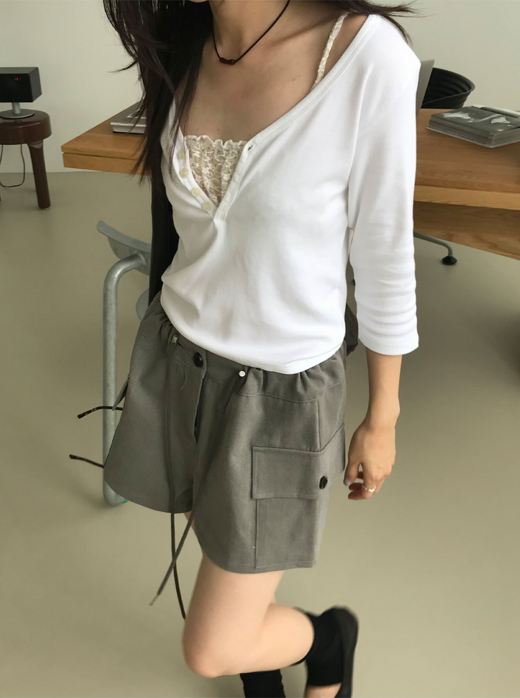 亨利V領七分袖上衣