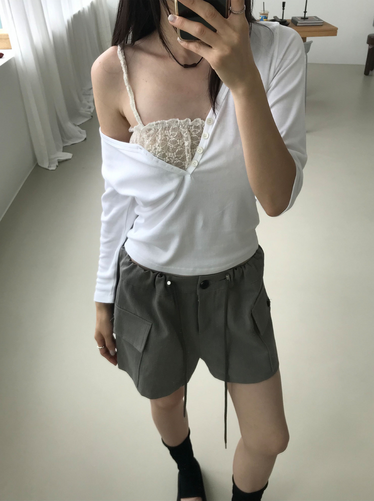 亨利V領七分袖上衣