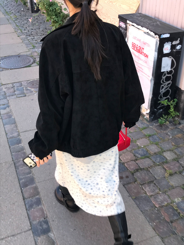 高級麂皮質感翻領外套