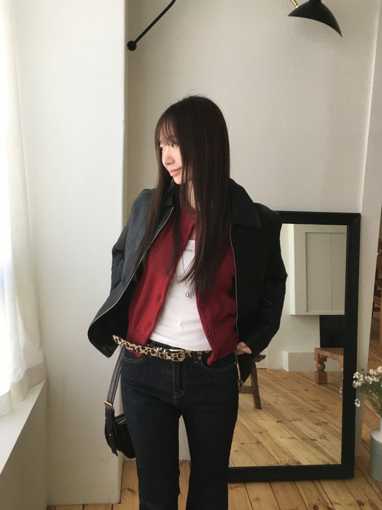 美色細帶鐵牌修身背心