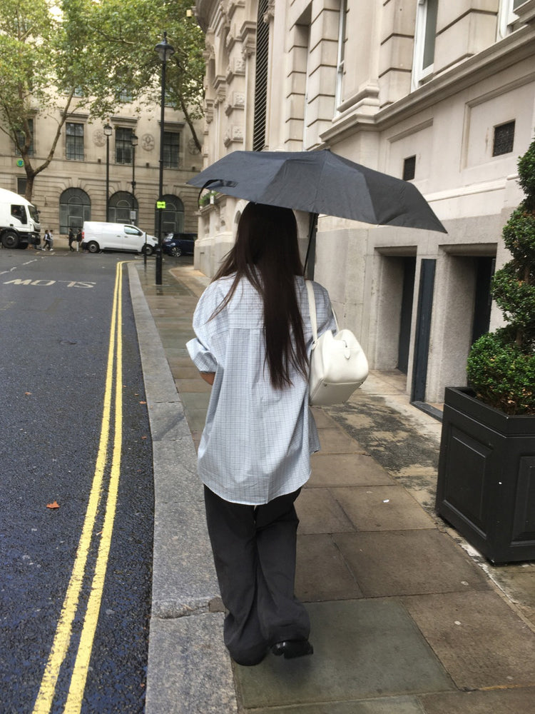 Unisex美色格紋寬鬆襯衫