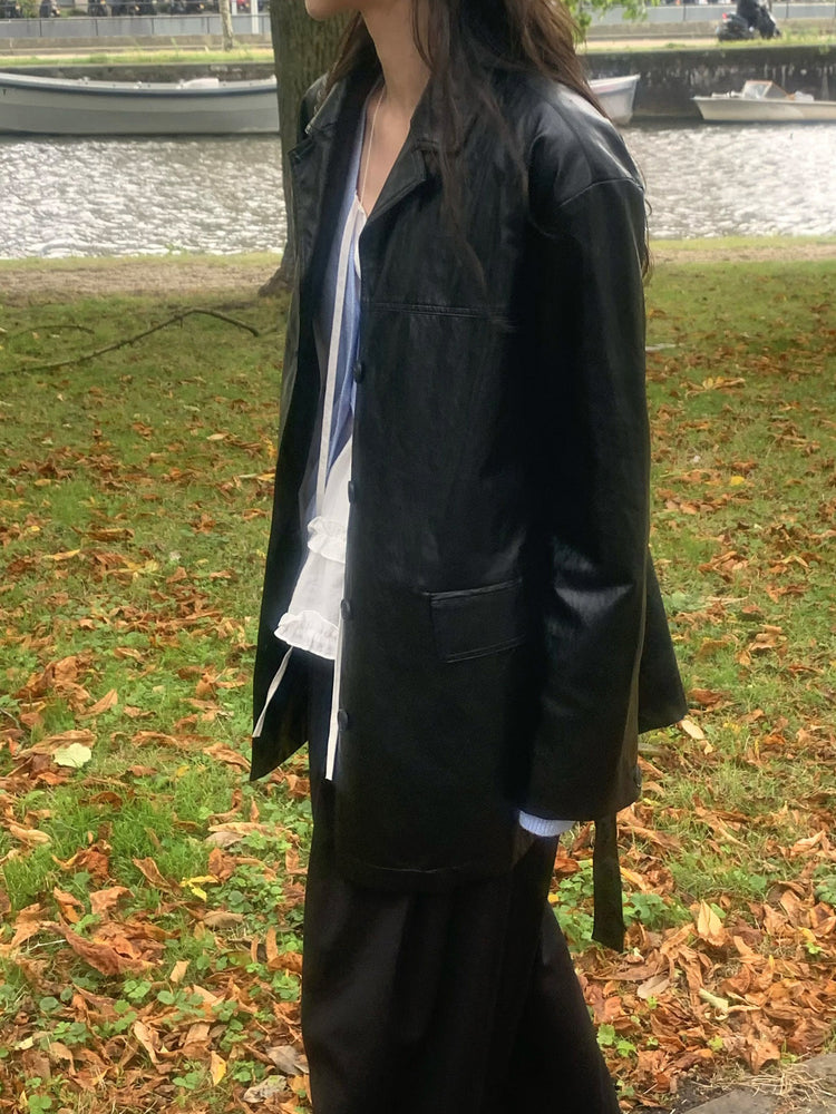 皮質/麂皮質感綁帶西外