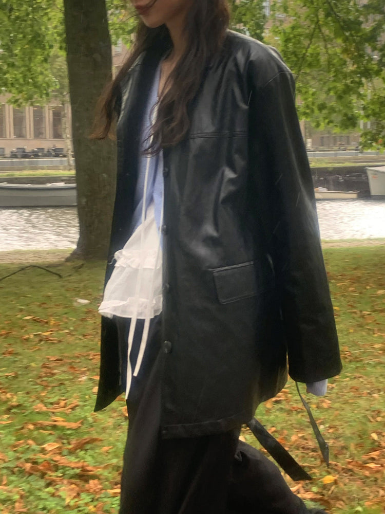 皮質/麂皮質感綁帶西外