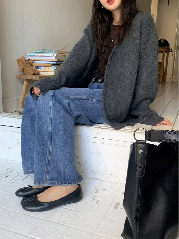 復古美刷色側前壓線細節牛仔褲