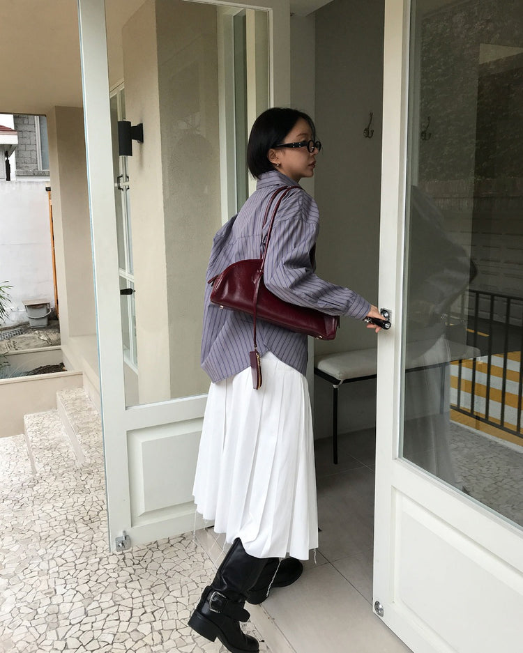 不修邊雙層細節百褶裙