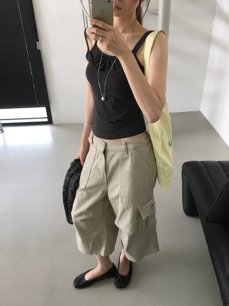 寬鬆工裝細節七分褲
