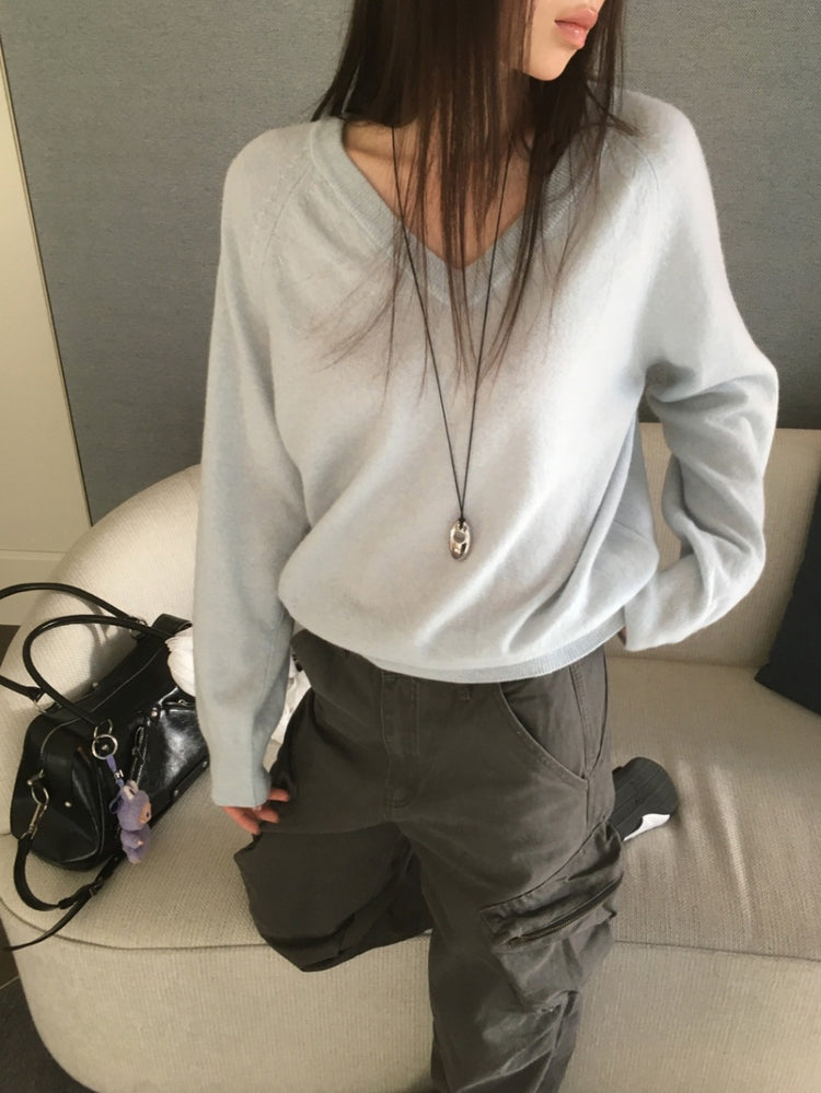 微透拉克蘭袖針織上衣