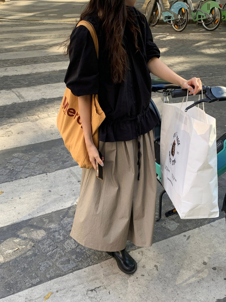 傘狀鬆緊腰百褶裙