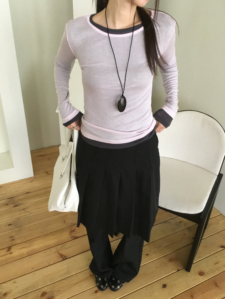 雙層層次感百褶裙褲