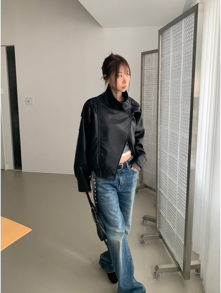 復古美刷色破爛細節牛仔褲