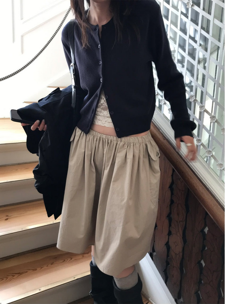 美色圓領排鈕針織外套