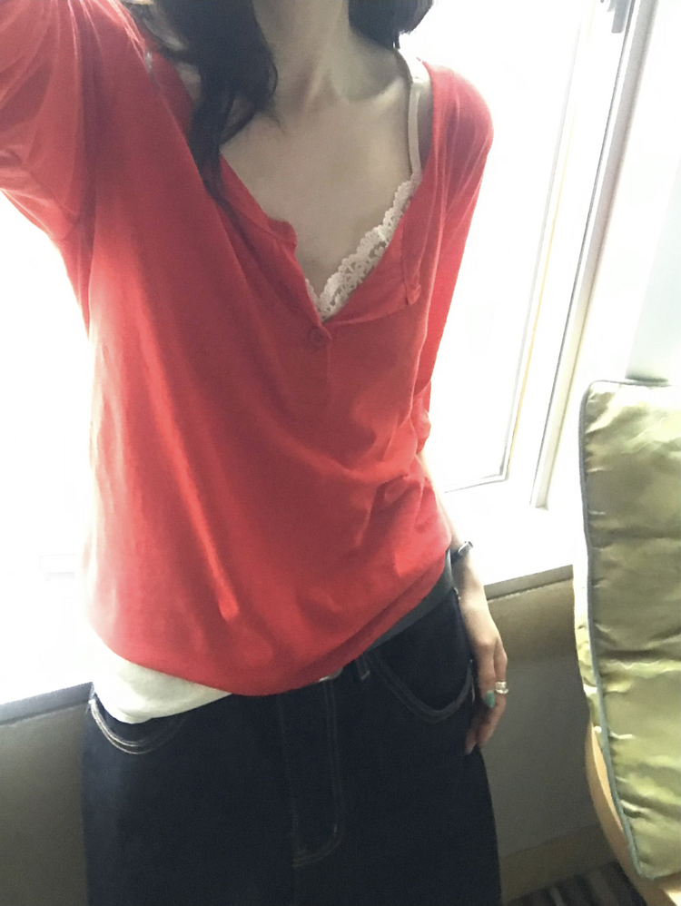 美色亨利領反折袖細節上衣
