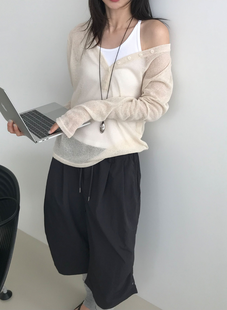 美背V領細帶修身背心