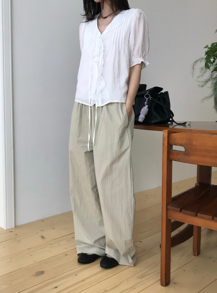 輕薄鬆緊腰可拆式裙褲