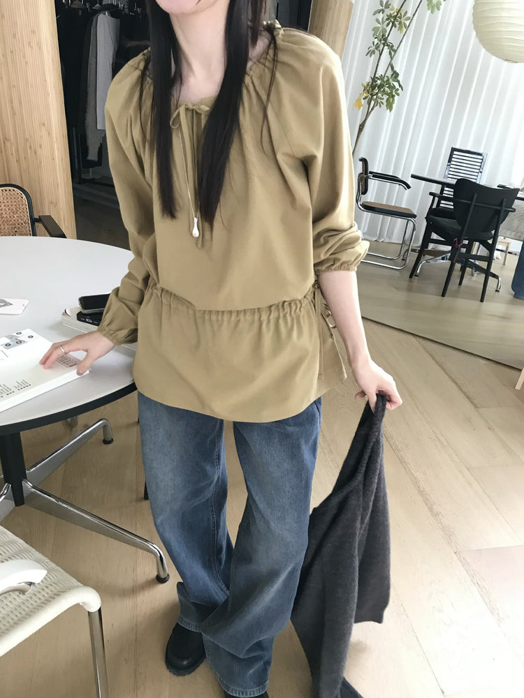 隱形橡筋腰頭直腿內刷毛牛仔褲