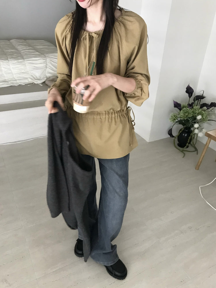 隱形橡筋腰頭直腿內刷毛牛仔褲