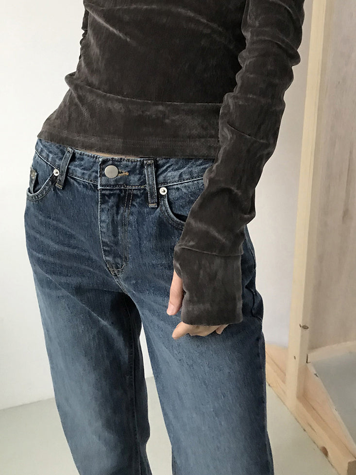 微透美肩絲絨質感上衣