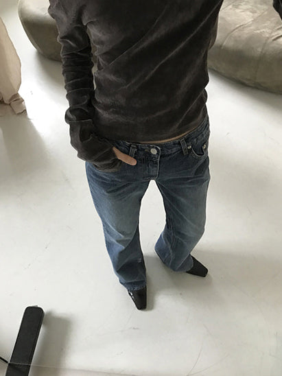 微透美肩絲絨質感上衣