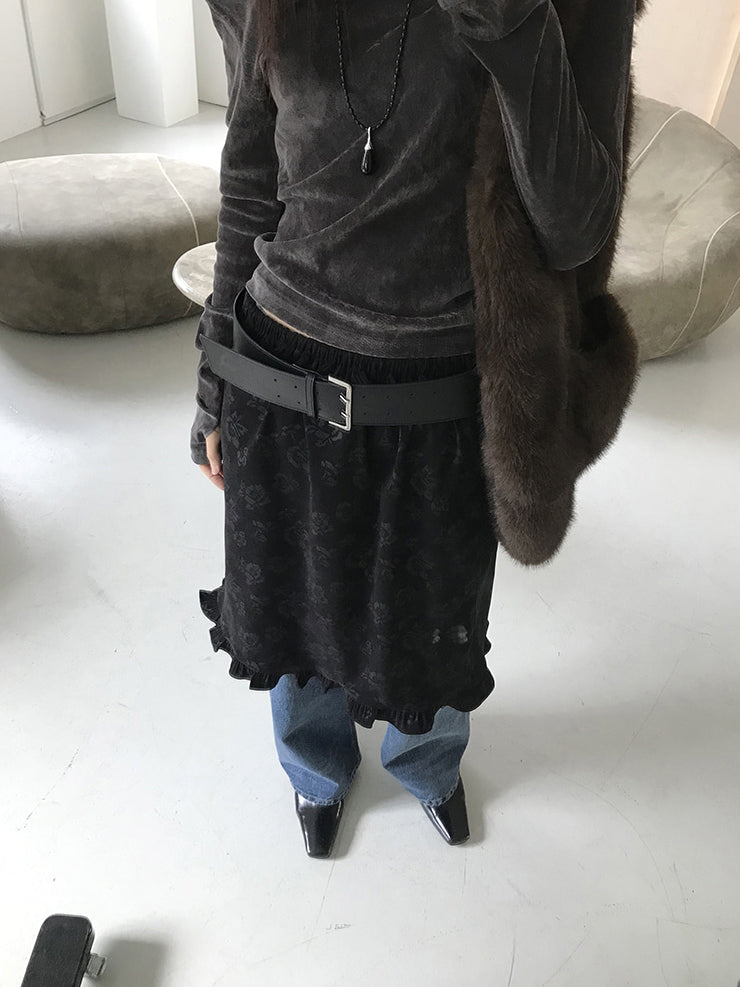 微透美肩絲絨質感上衣