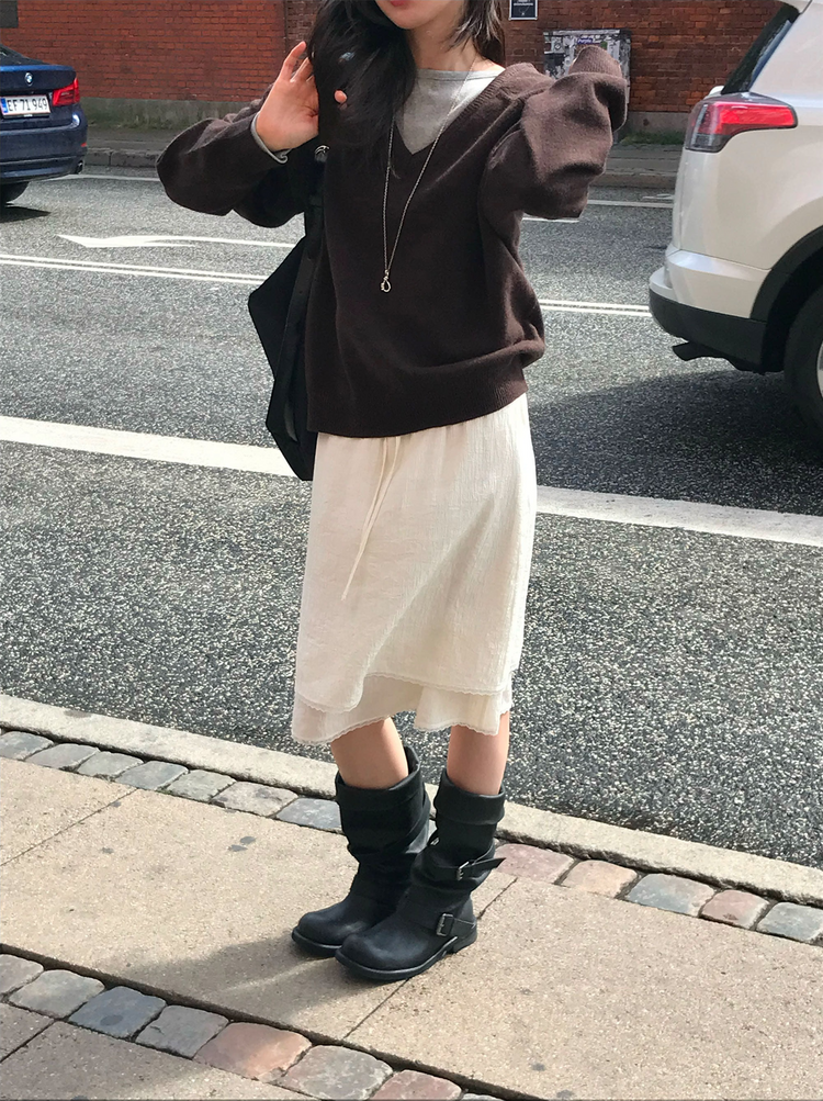 船領弧下擺修腰上衣