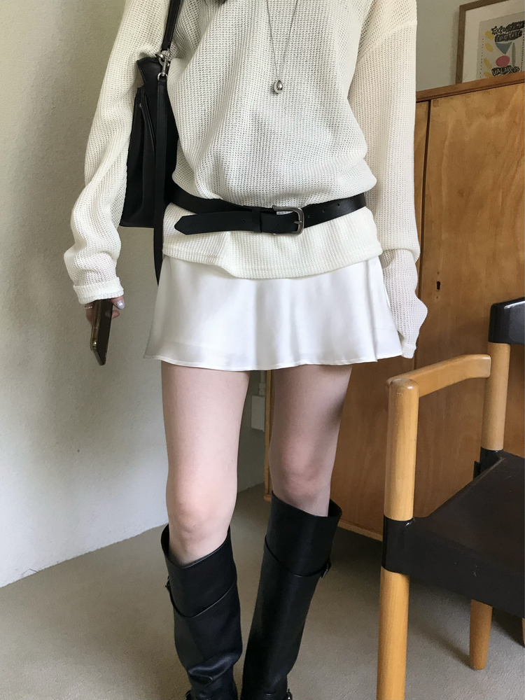 光澤感微傘短裙