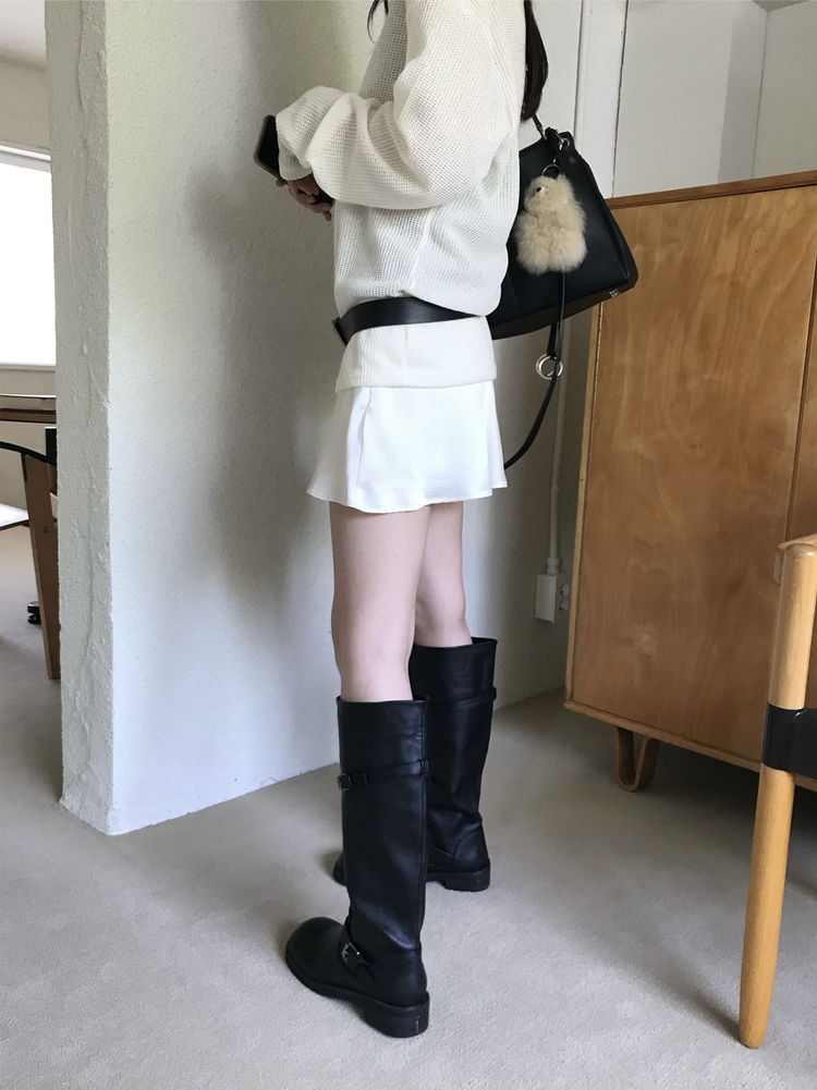 光澤感微傘短裙